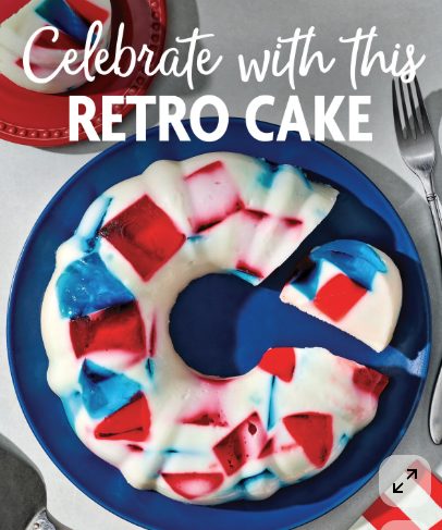 Retro layered gelatin cake feature
