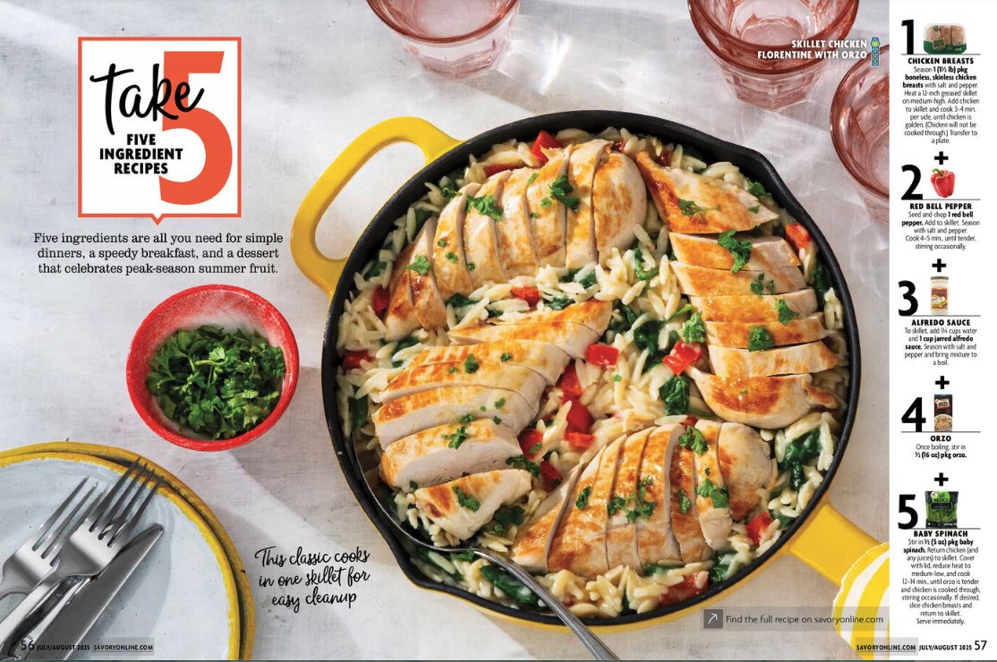 Take 5 Skillet Chicken Florentine with Orzo