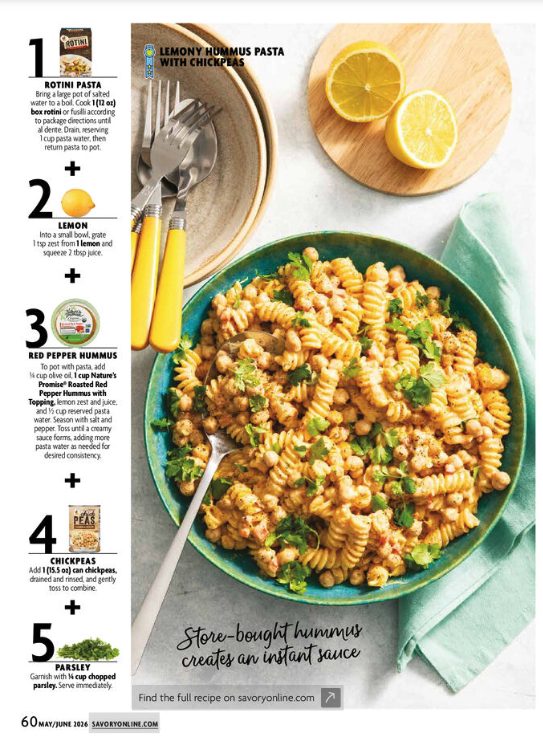 Take 5 Lemony Hummus Pasta with Chickpeas