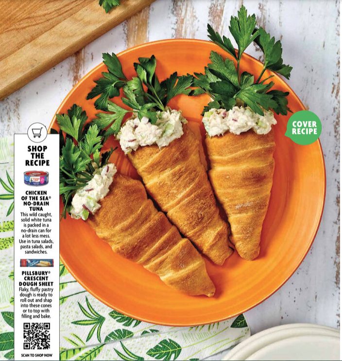Cover recipe, crescent dough tuna salad cones